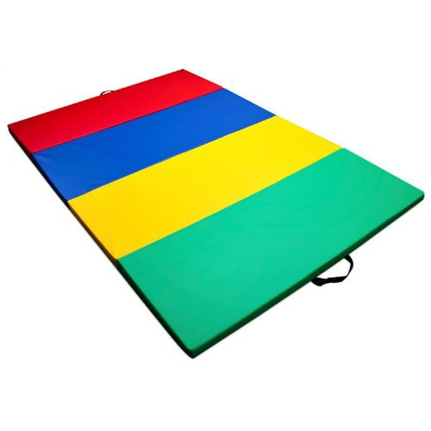 4 x 6 Feet ECR4Kids SoftZone Rainbow 3-Section Folding Panel Kids Tumbling Exercise Mat 1.5 Inches Thick Earthtone